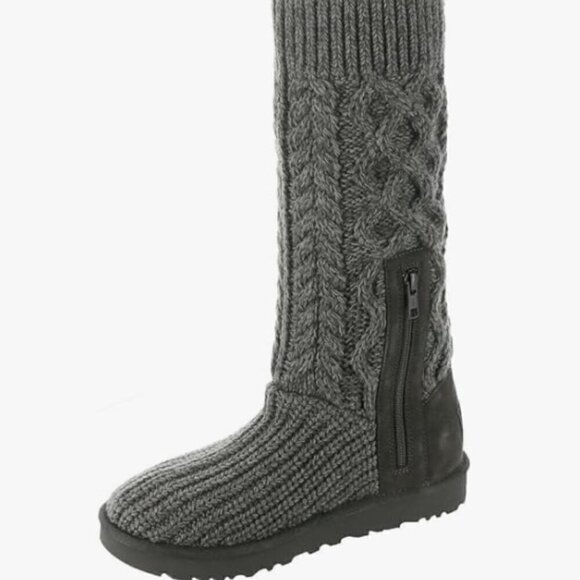 UGG Grey Classic Cardi Cabled Knit Boot Women's Size 8 / 39 - Picture 2 of 14